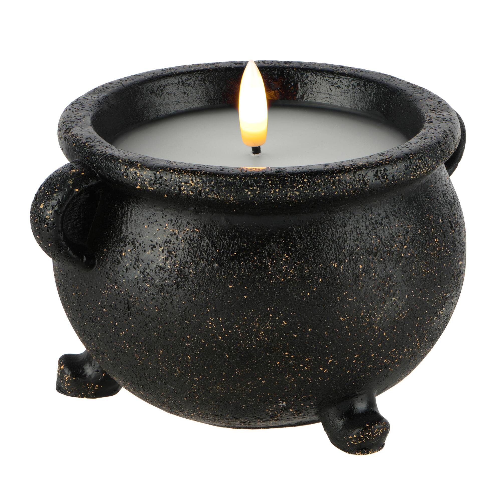 Black Cauldron Faux Flickering Flame LED Wax Candle by Ashland®